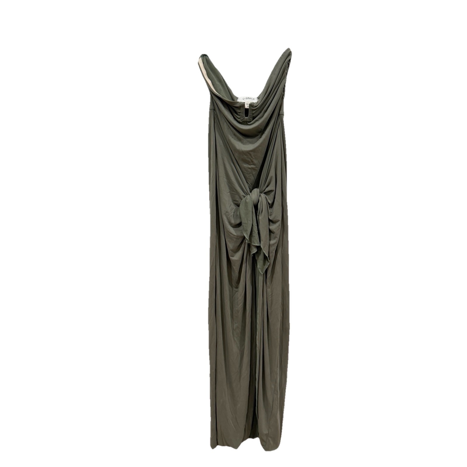Women's L Space Lspace Dress Strapless Knot Tie Fitted Size Small S Green Long